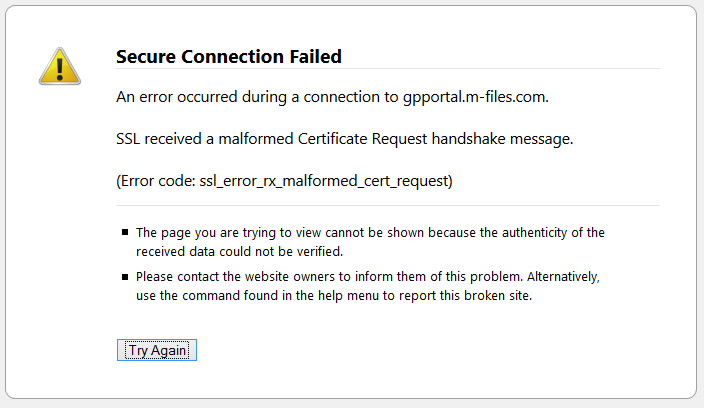 error occurred while connecting to ssl