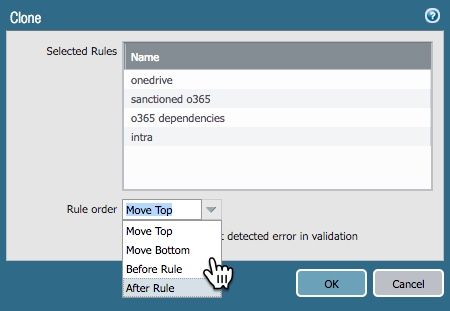 Rule cloning options