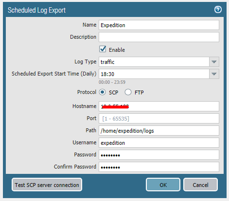 Scheduled Export from the Physical Firewall