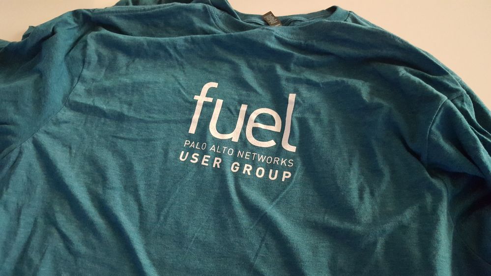 Front of event t-shirt for the Fuel user group.