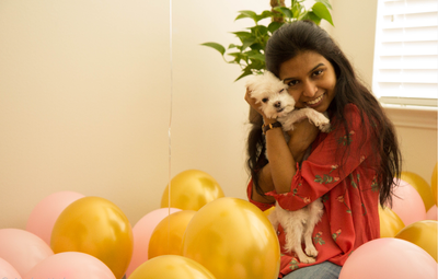 Aditi and Sugar, her beloved Maltese dog, enjoying some quality time at home. Aditi finds a work-life balance perfectly manageable working at Palo Alto Networks.