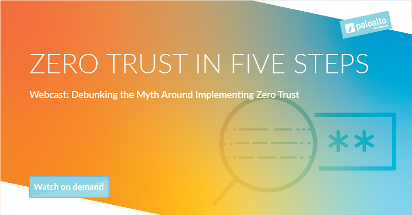 Graphic banner for Zero Trust in Five Steps Webcast