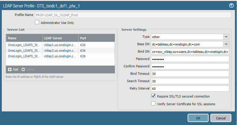 OL LDAP Server Profile