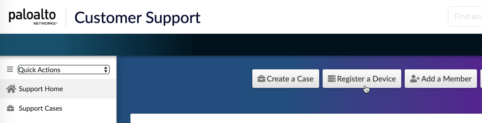 View of Customer Support Portal web interface.