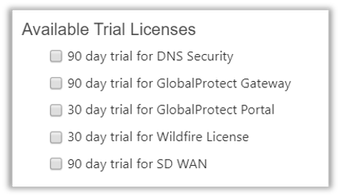 Available Trial Licenses Sample