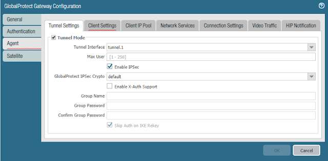 GlobalProtect Gateway Configuration - Tunnel Settings Tab