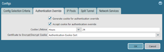 Configs > Authentication Override Tab