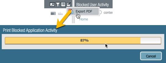 View of Export PDF status bar