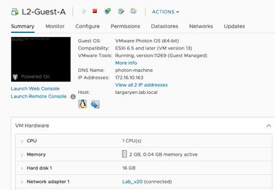 L2-Guest-A VM Hardware Summary