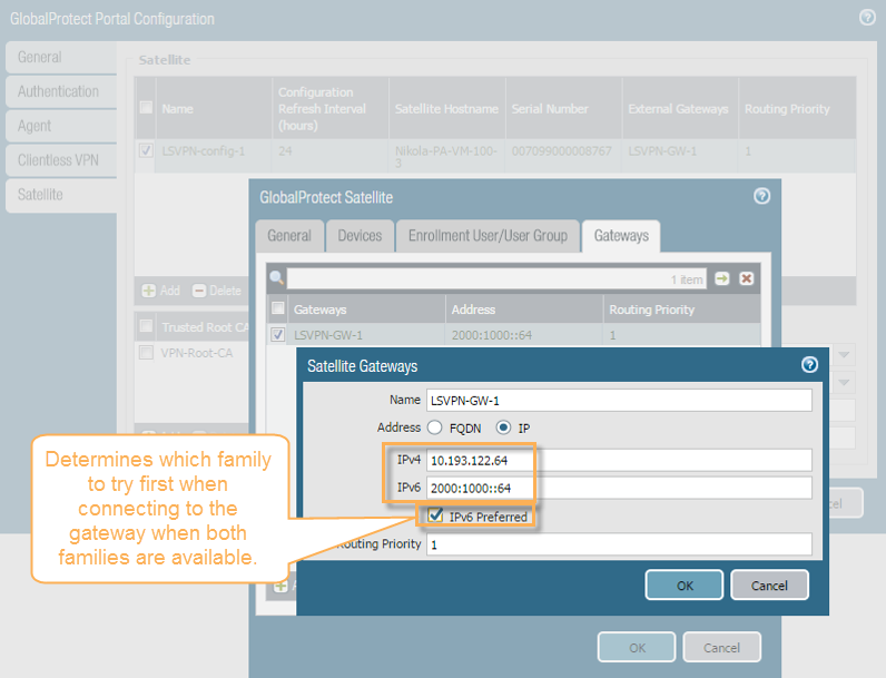 GlobalProtect Portal Configuration Gateways tab Satellite Gateway.png GlobalProtect Portal Configuration Gateways tab Satellite Gateway.png