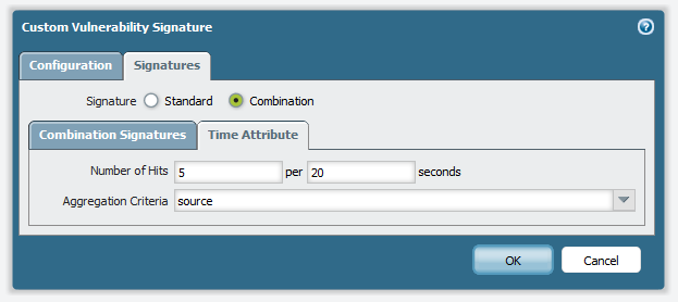 Combination rule - Time Attribute tab