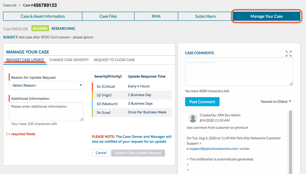 Case view with the newly added Case Management tab highlighted