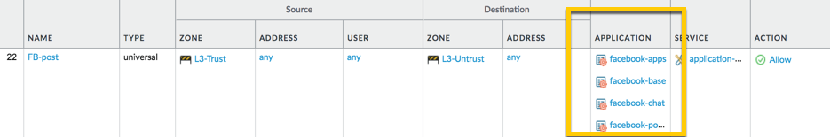 PAN-OS 10.0 Web Interface - End Result for Applications