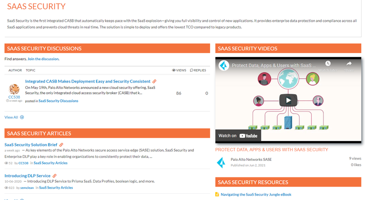 New SaaS Security page on the LIVE > Technologies page