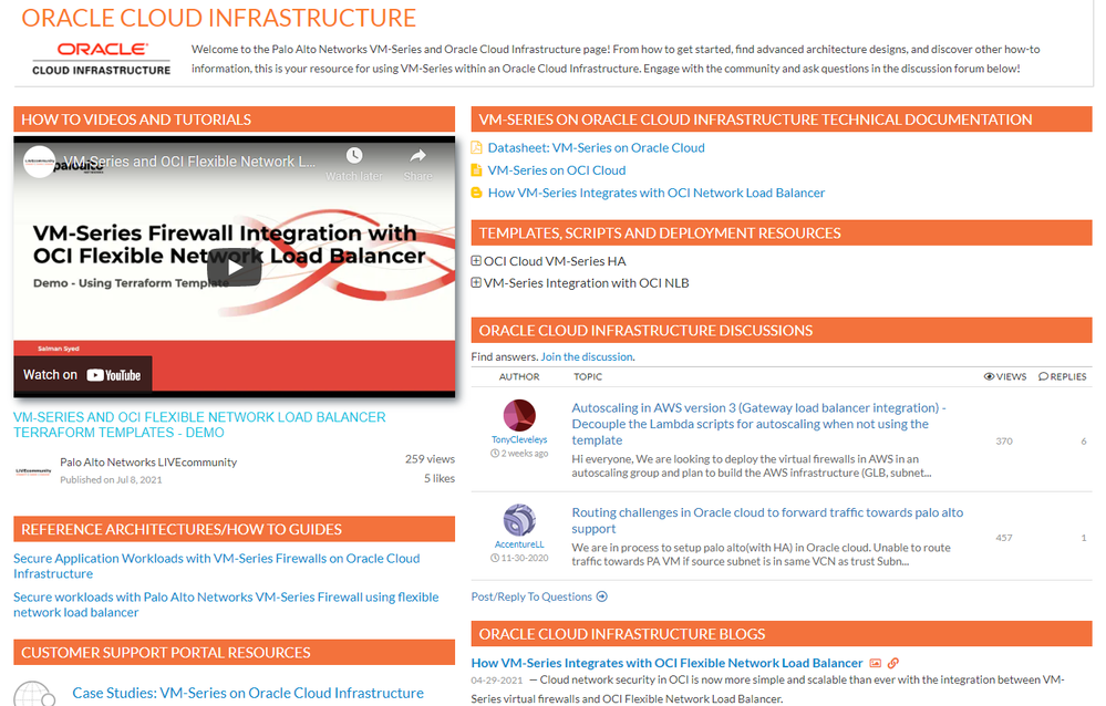 LIVEcommunity's New Oracle Cloud Infrastructure (OCI) Page | Palo Alto ...