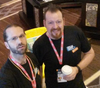 Joe and Tom share a morning java before the sessions begin.