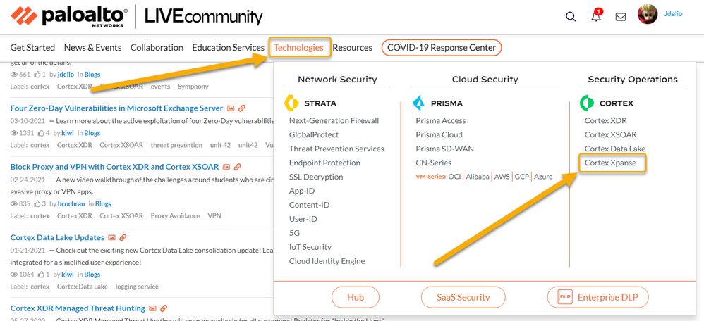 You can find this new page under Technologies > Cortex Xpanse