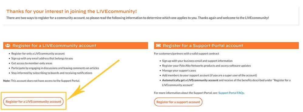 LIVEcommunity Welcome Guide: How To Register With LIVEcommunity | Palo ...