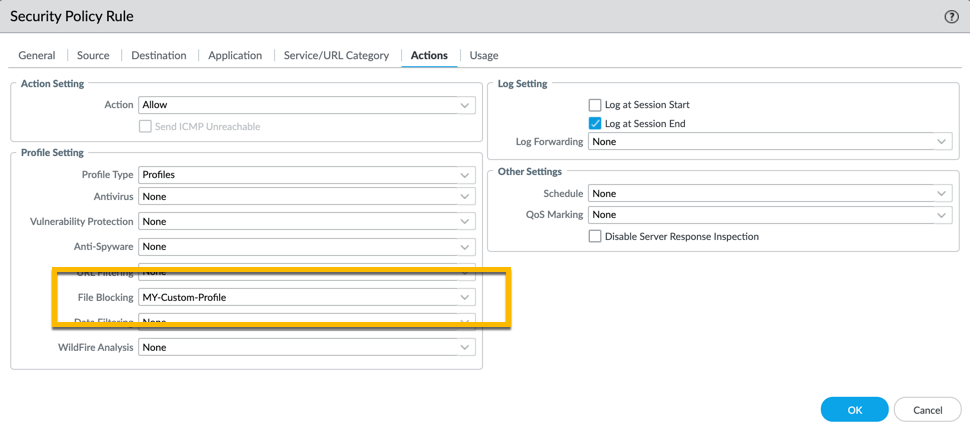 Don't forget to apply your security profile to a security policy rule !