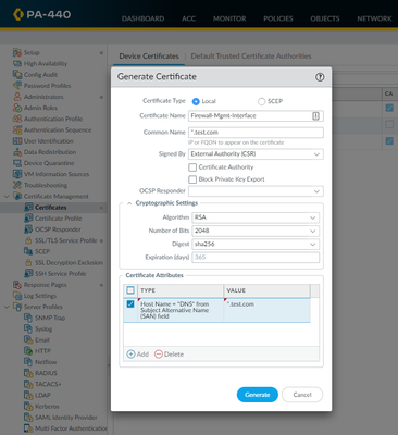 Solved: LIVEcommunity Wildcard certificate for management interface