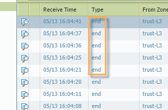 Log detail showing the session type.  End indicating the logs are written after the session has ended.