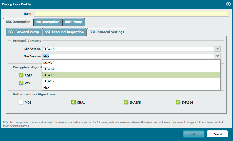 Max TLS version