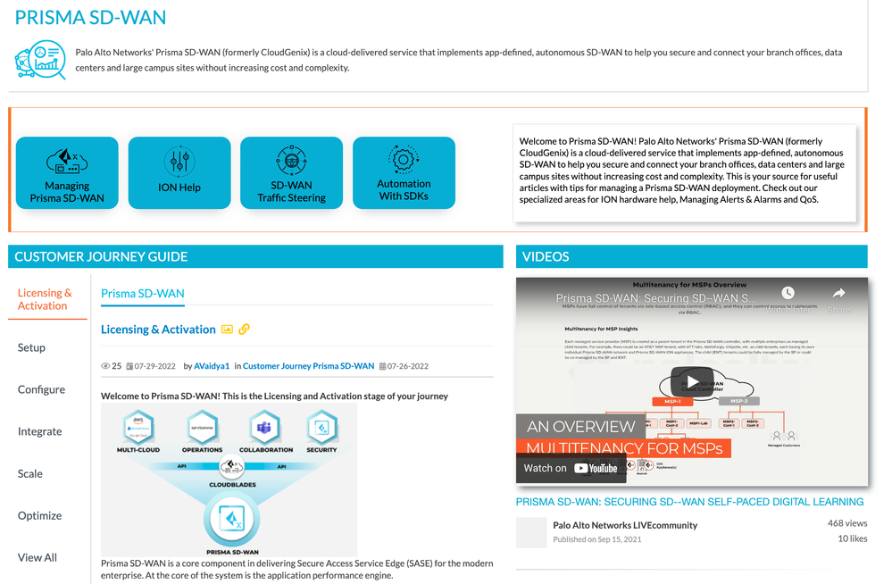 Prisma SD-WAN Customer Journey Guide and  new widgets added