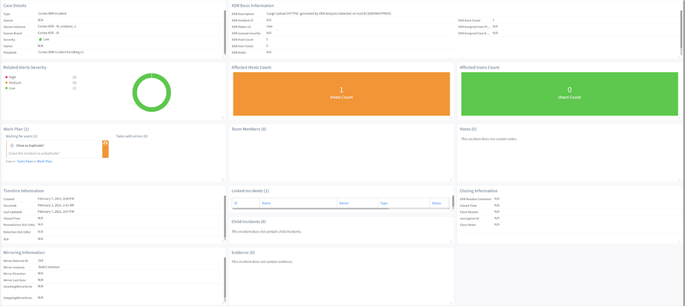 Default Cortex XDR layout provided by the content pack