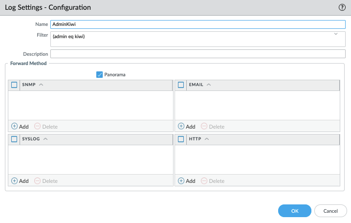 Log Settings - Configuration