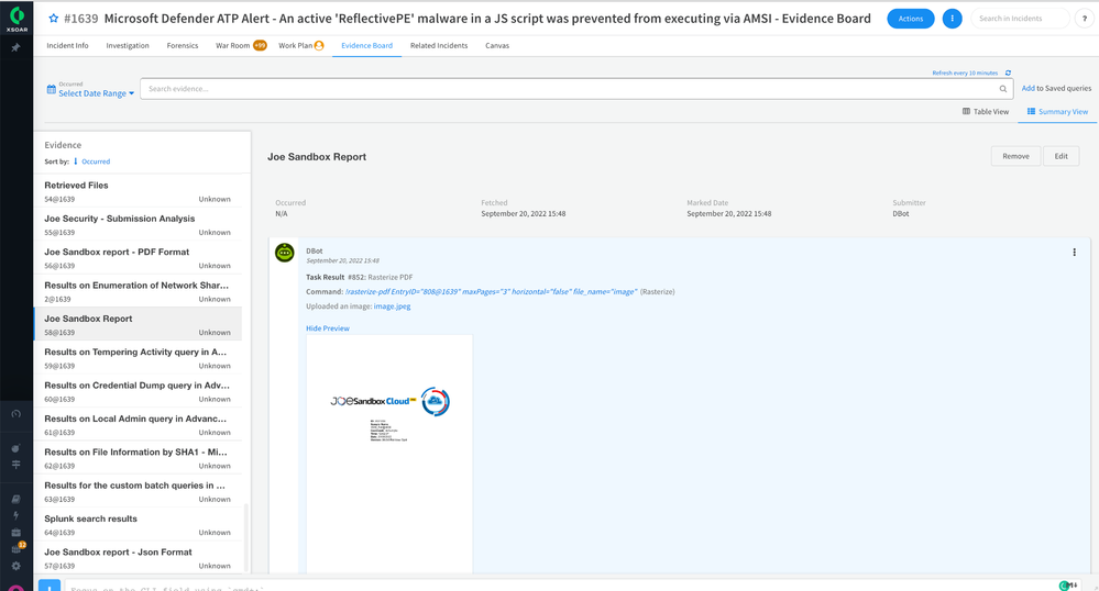 Figure 3: Joe Security Sandbox Report available to analyst for incident investigation