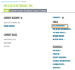 Palo Alto Networks Support Portal showing where the Case Management option is.