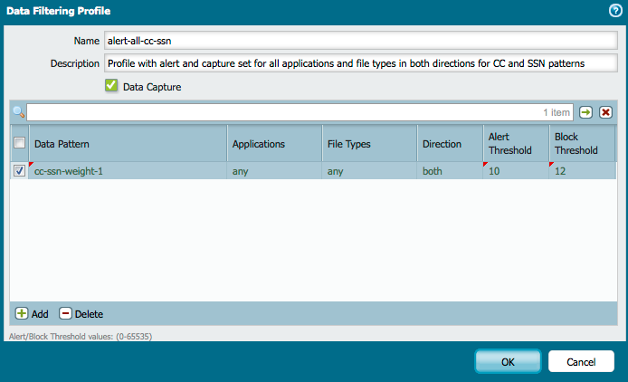 Data Filtering Profile
