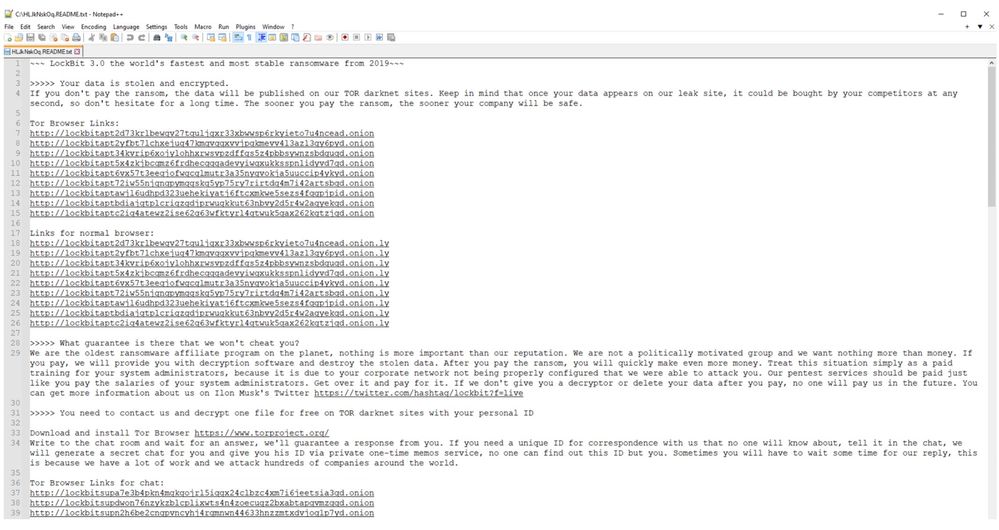 Figure 4. LockBit 3.0 ransom note