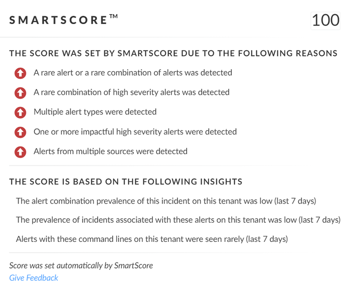 Figure 12. SmartScore information about the incident