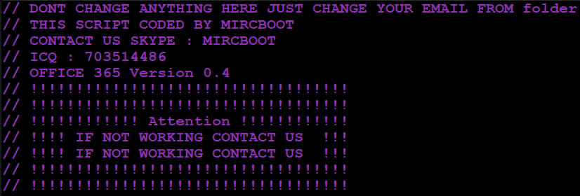Figure 3. MIRCBOOT signature found in MIRCBOOT phishing kit.