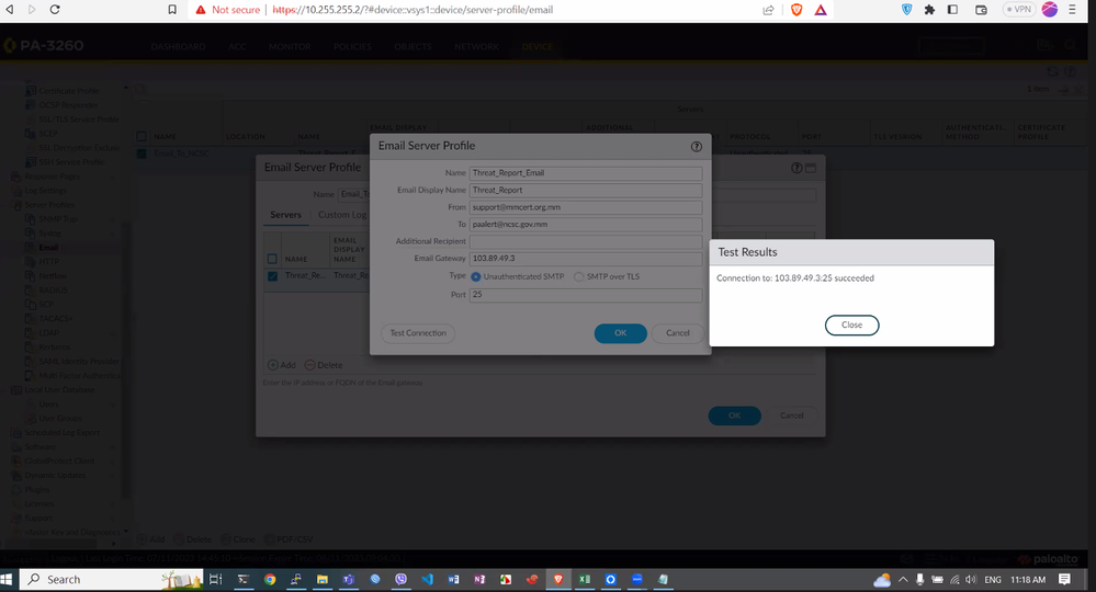 Test Mail Connection