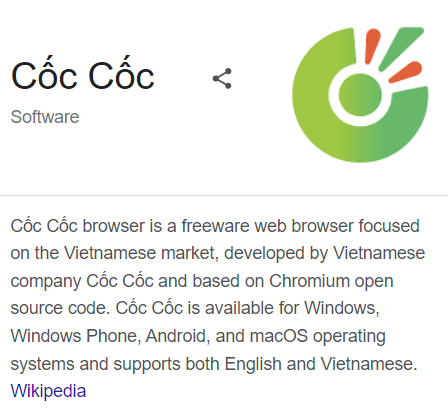 Figure 22. Wikipedia description for Cốc Cốc software.