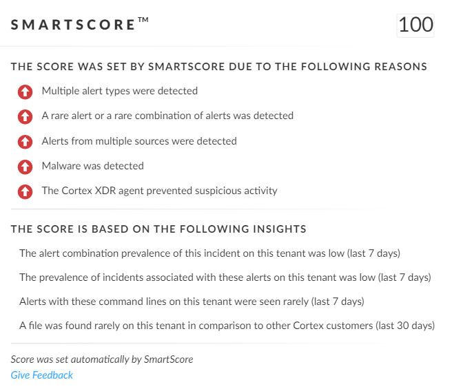 Figure 15. SmartScore information about a Mallox ransomware incident.