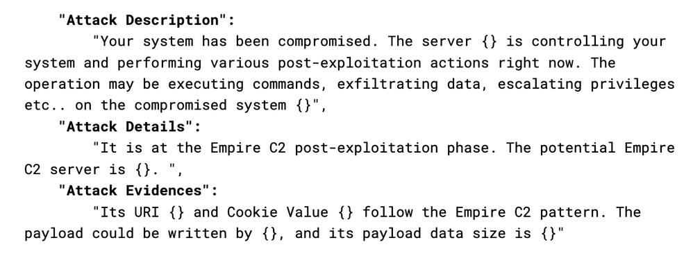 Here is an example of an Empire detection happening during the later stages of an attack, when a compromised system is being controlled.