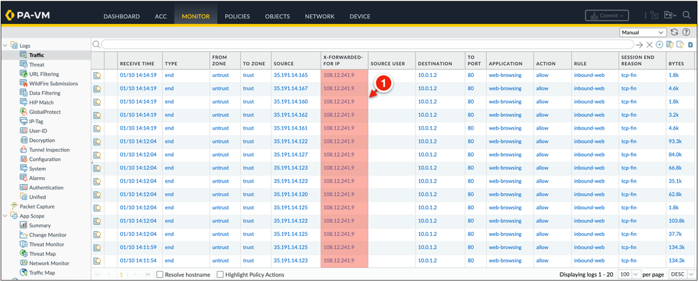 Traffic logs