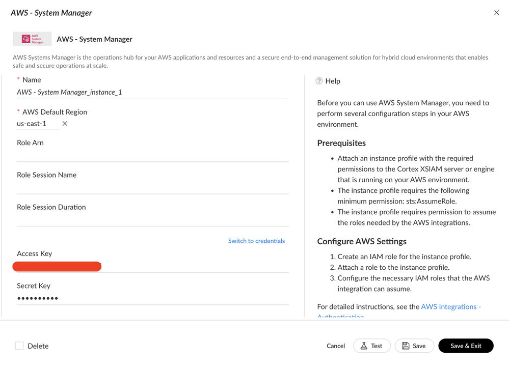 Fig 1: AWS - Systems Manager integration configuration