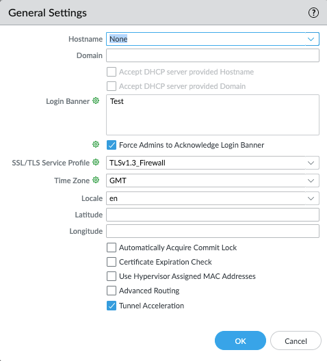 Template Stack Settings