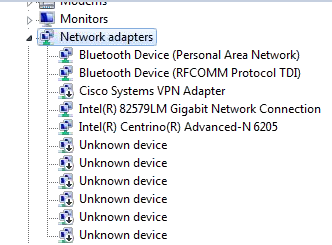 Unknown Network Adapters