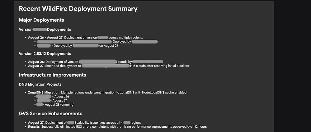 Summarisation the complete deployment Information