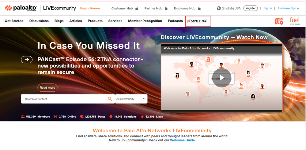 Unit 42 on the LIVEcommunity navigation
