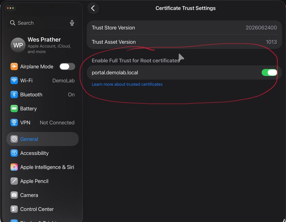 trust settings OK