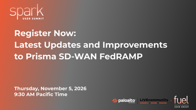 Spark User Summit - November 5, 2026 - Latest Updates and Improvements to Prisma SD-WAN FedRAMP - Register Now.png