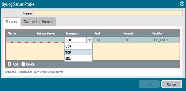 Syslog over TCP