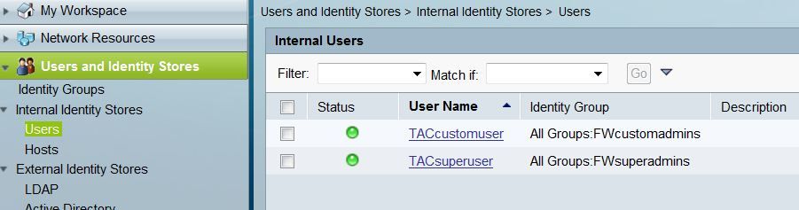 Two example users created an ACS.