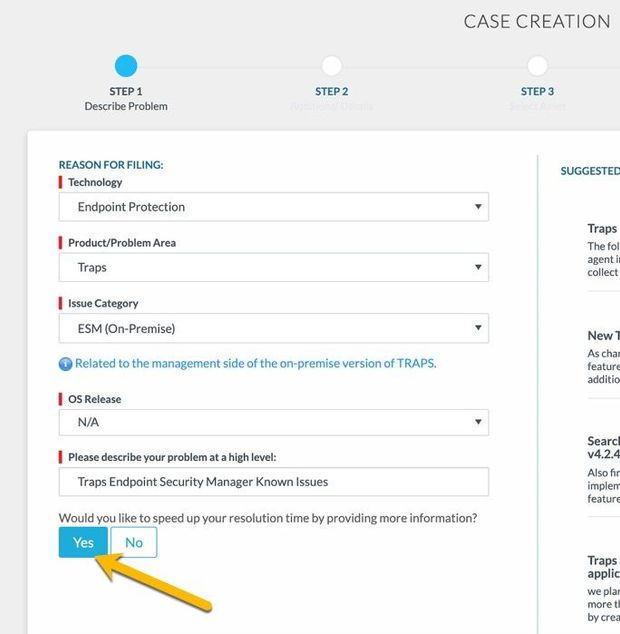 Provide more information in Step 1 of Case Creation